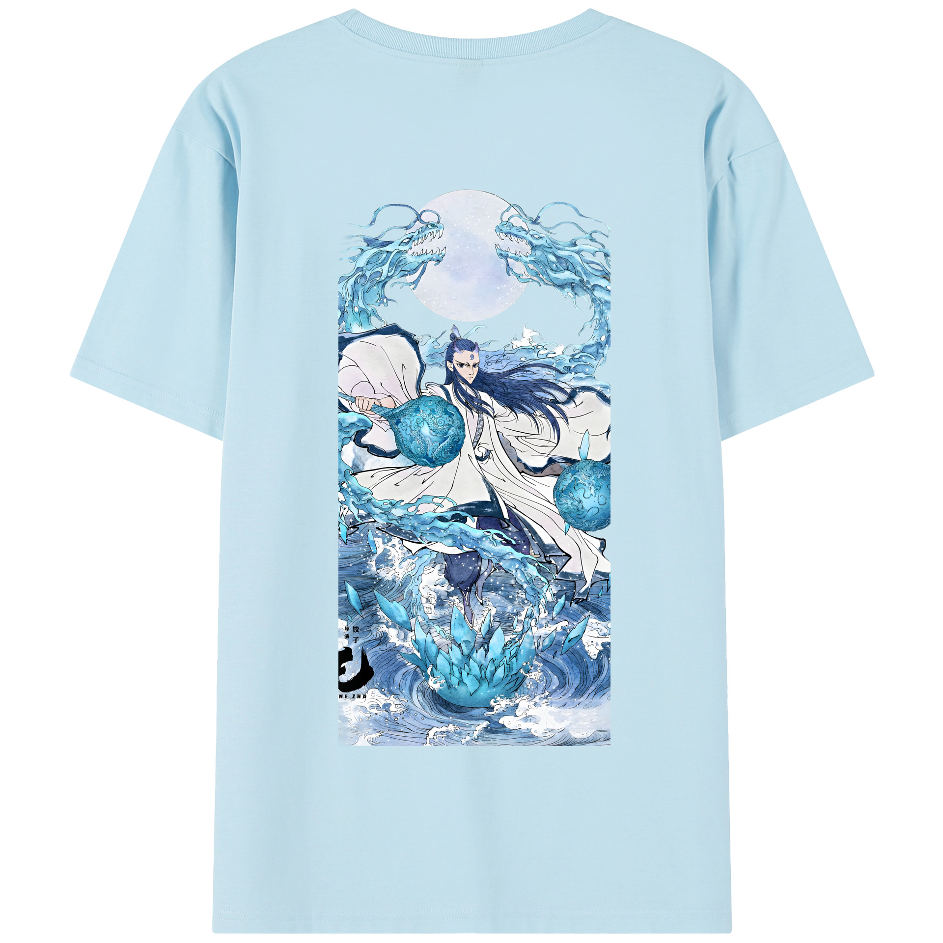 （画像用） Ne Zha 2 ナタ 魔童の大暴れ 綿100％半袖Tシャツ（背面プリント）